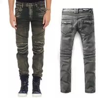 balmain slim-fit biker jeans fashion gris